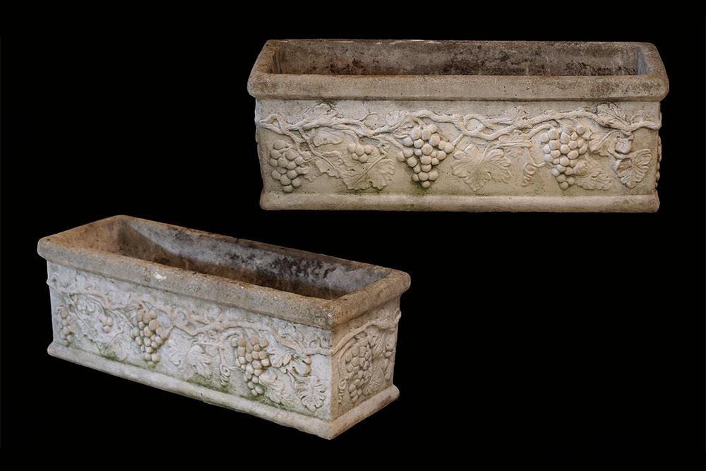 A Pair of Concrete Rectangular Planters. (1 of 1)