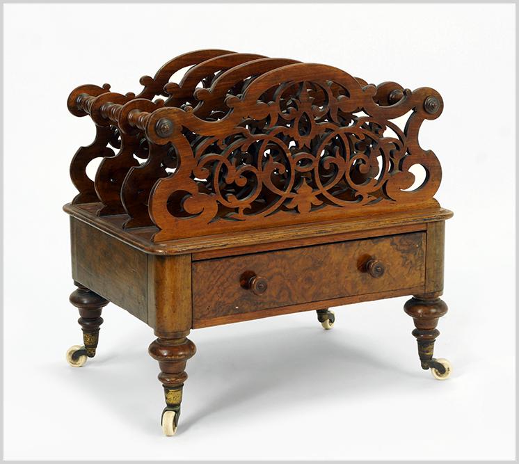 A Victorian Carved Mahogany Canterbury. (1 of 5)