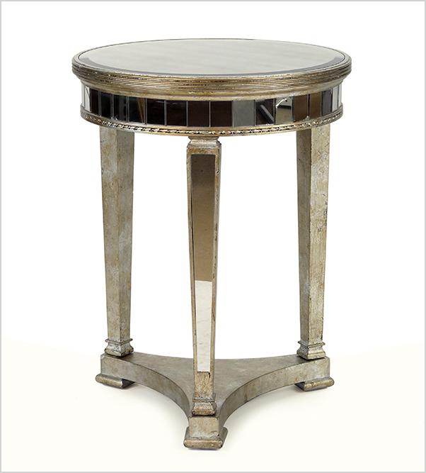 A Borghese Silvered and Mirrored Side Table.: A Borghese Silvered and Mirrored Side Table. 26.5" x 20"