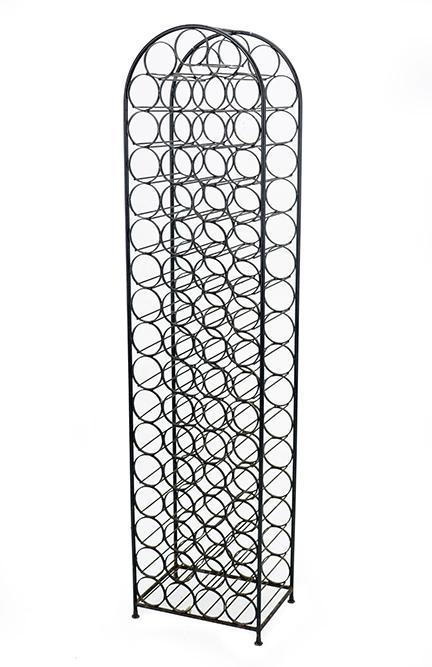 An Arched Top Iron Wine Rack.: An Arched Top Iron Wine Rack. In the style of Arthur Umanoff. Height: 71"