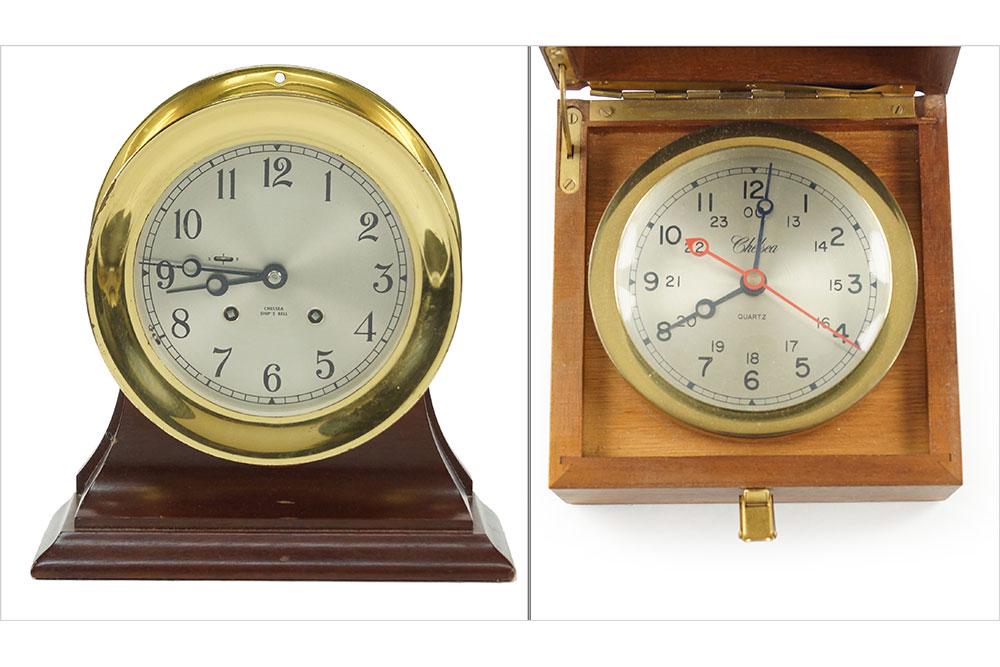Two Chelsea Ship's Clocks. (1 of 2)