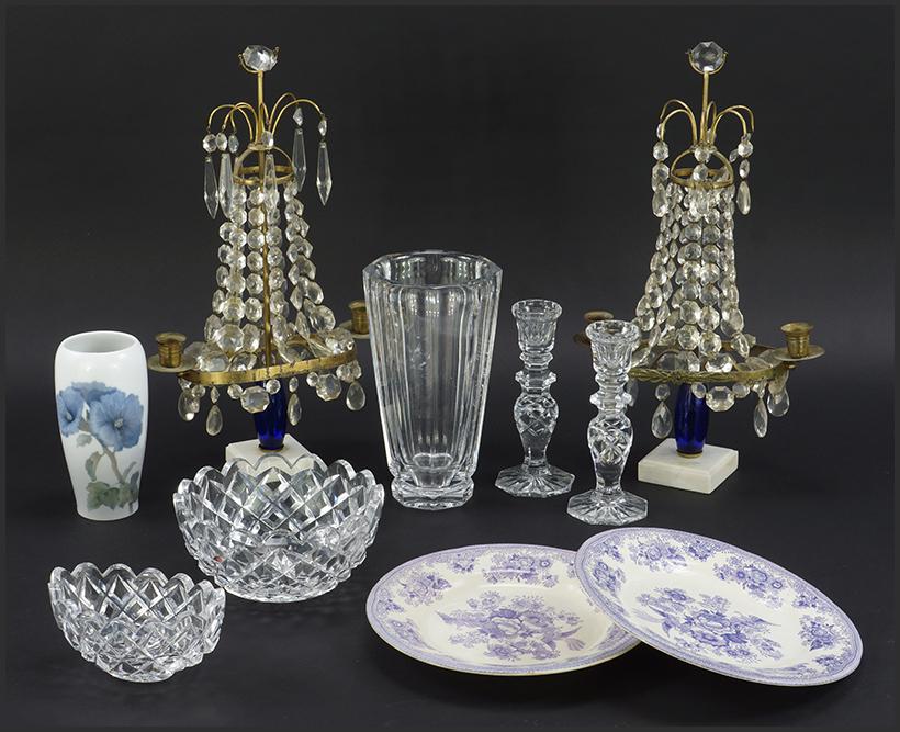 A Pair of Cobalt and Clear Glass Candelabra. (1 of 1)