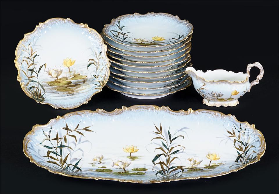 A Limoges Gilt Porcelain Fish Service. (1 of 1)