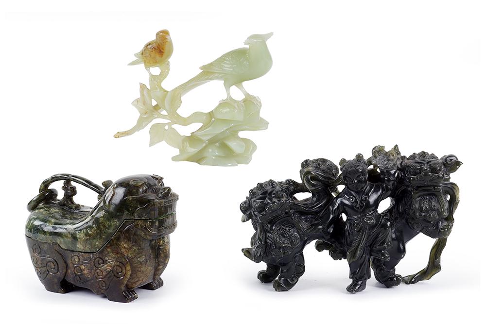 A Carved Jade Figural Group. (1 of 4)