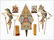 A Set of Thai Carved and Painted Wood Stick Puppets.