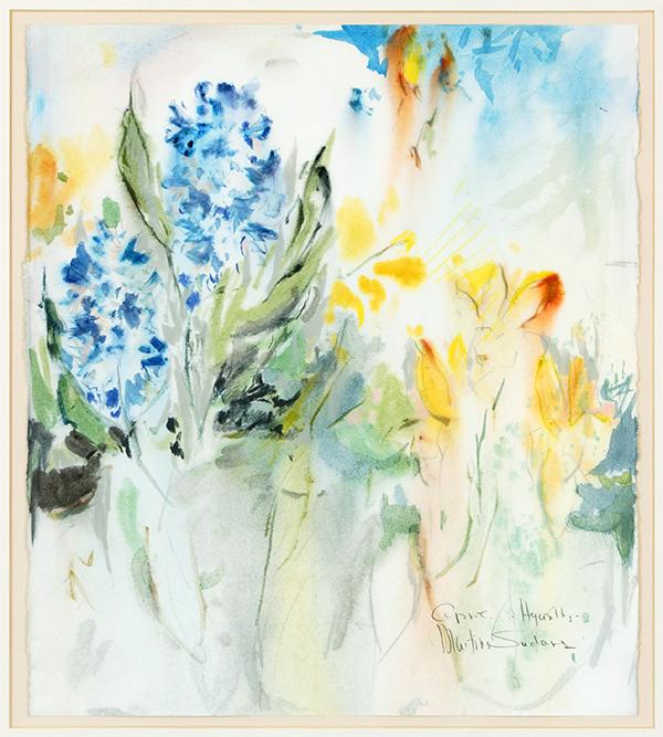 Martin Sudars (Contemporary) Flowers and a Rabbit. (1 of 1)