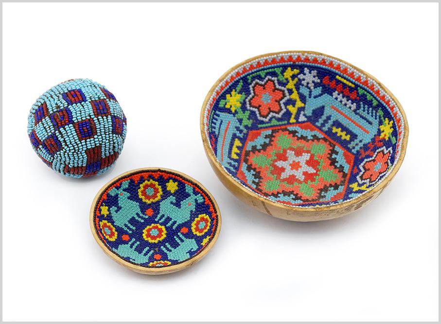 A Native American Beaded Hide Ball. (1 of 1)