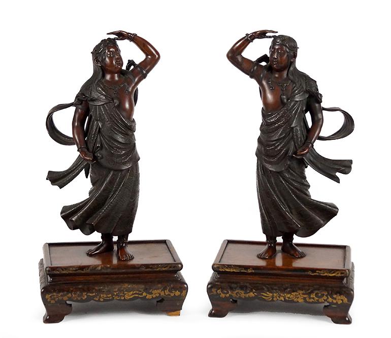 A Pair of Asian Patinated Bronze Figures. (1 of 13)