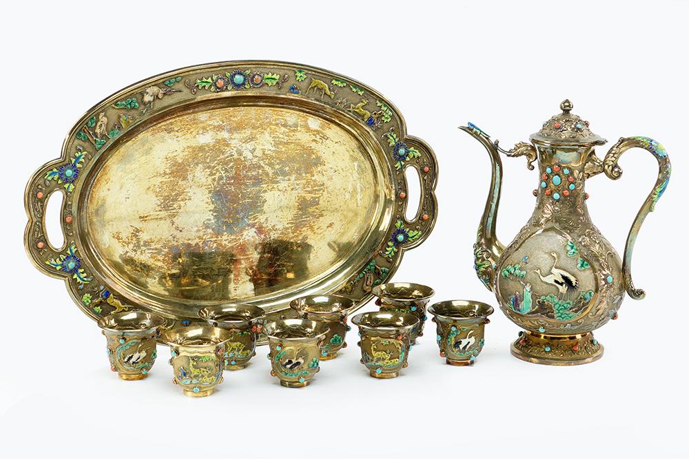 A Chinese Gilt Silver Tea Service. (1 of 15)