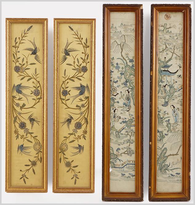 Two Pairs of Chinese Embroidered Panels. (1 of 1)