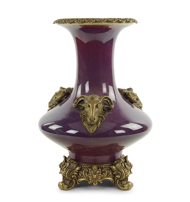 A Chinese Ormolu Mounted Flambe Glazed Vase. (1 of 1)
