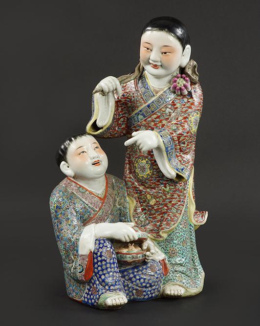 A Chinese Enameled Porcelain Figural Group. (1 of 5)