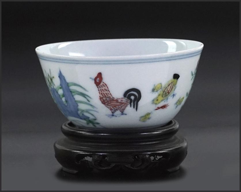A Chinese Doucai Porcelain Chicken Cup. (1 of 6)