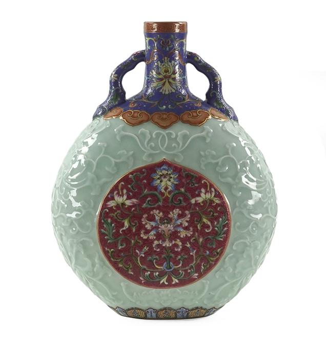 A Chinese Celadon Glazed Moon Flask. (1 of 1)