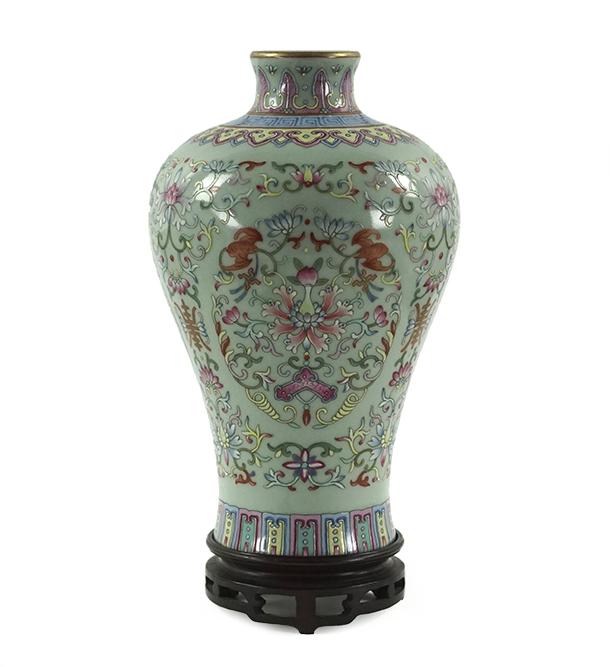 A Chinese Celadon Glazed Meiping Vase. (1 of 1)
