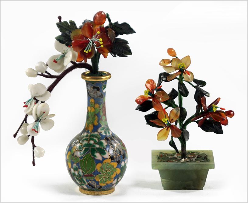 Two Chinese Carved Stone Floral Arrangements. (1 of 1)