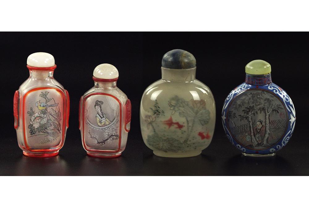 Four Chinese Reverse Painted Glass Snuff Bottles. (1 of 9)