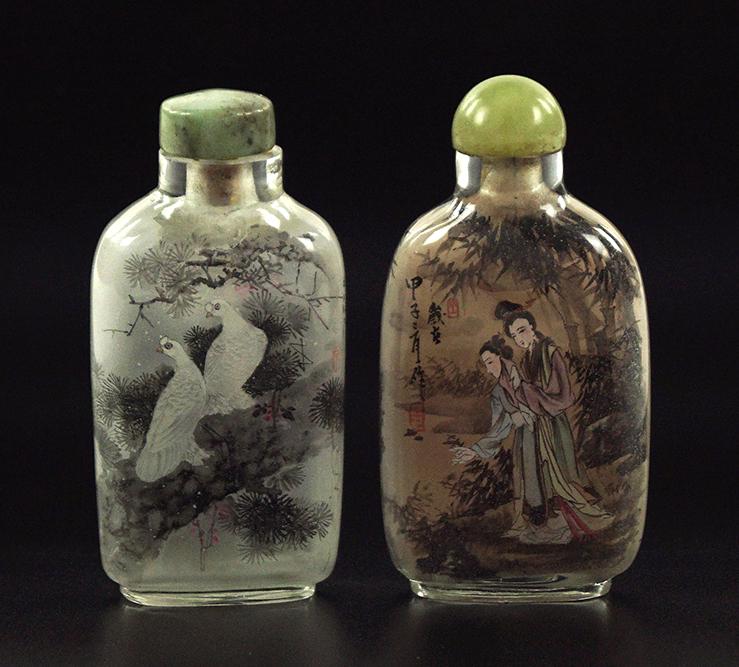 Two Chinese Reverse Painted Glass Snuff Bottles. (1 of 8)