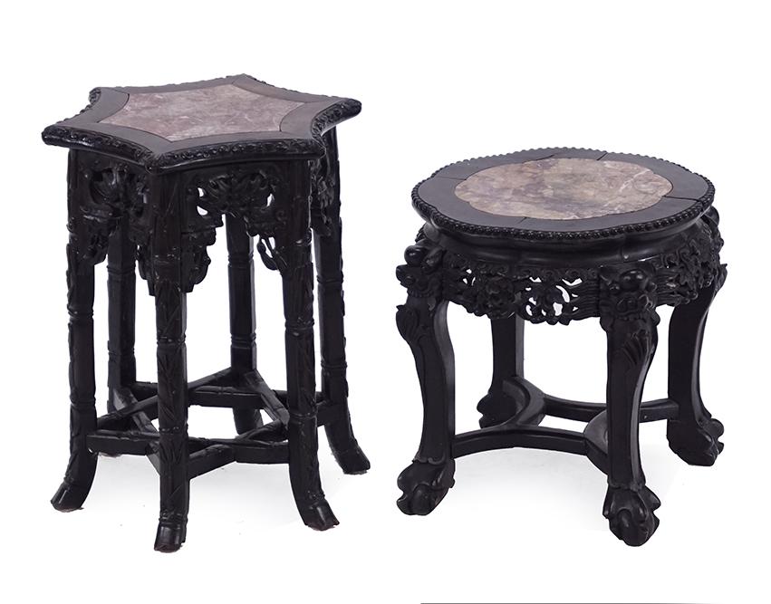 Two Chinese Carved Rosewood Plant Stands. (1 of 19)