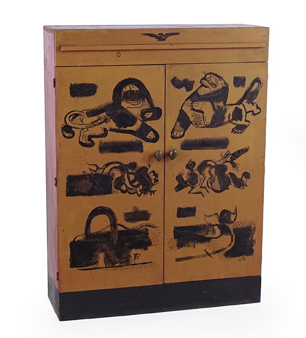 A Chinese Painted Wood Cabinet. (1 of 1)