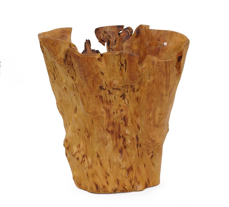 A Carved Burl Wood Waste Basket. (1 of 7)