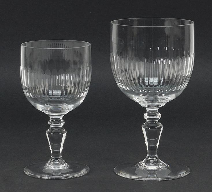 A Baccarat Crystal Stemware Service.: A Baccarat Crystal Stemware Service. Renaissance pattern. Comprising nine water goblets and eight claret wine goblets