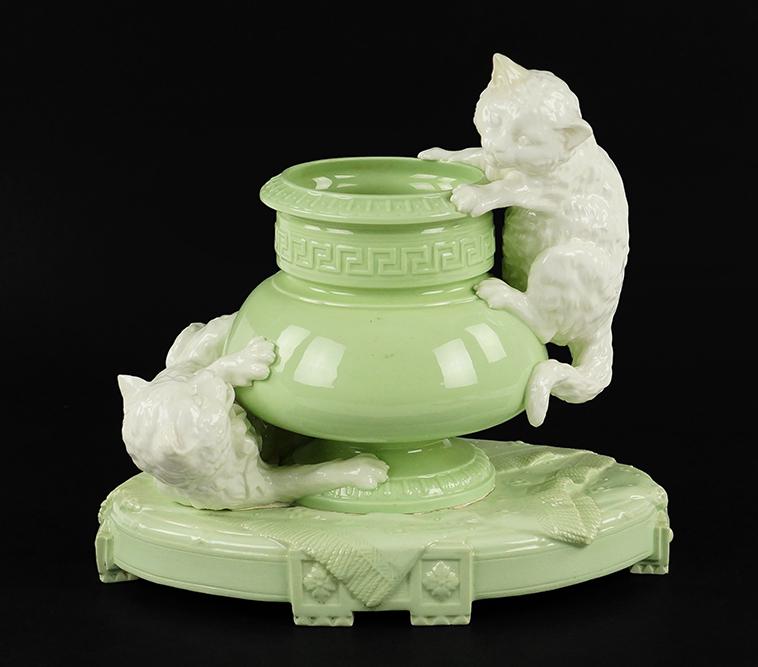 A 19th Century English Brownfield Majolica Vase. (1 of 2)