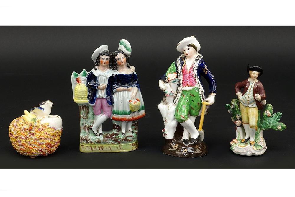 19th Century Staffordshire Ink Well and Figures. (1 of 1)