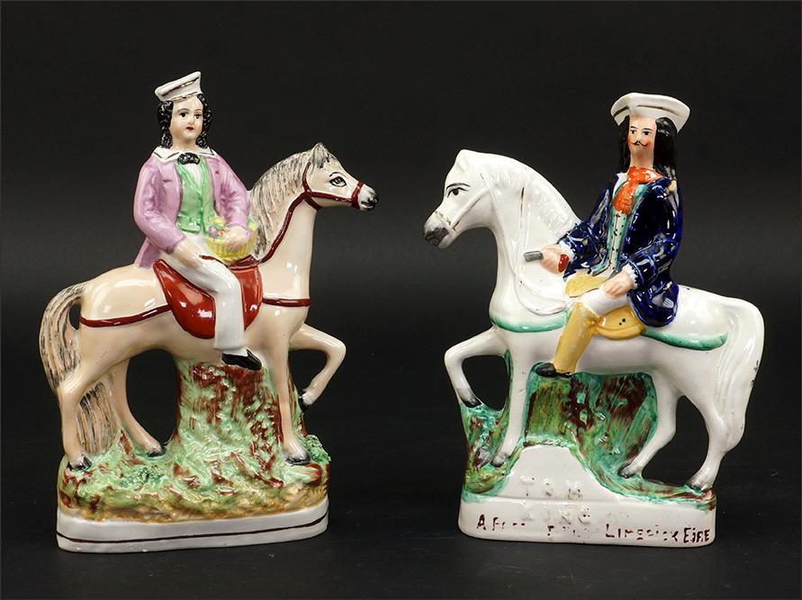 Two Staffordshire Men on Horses Figurines. (1 of 1)