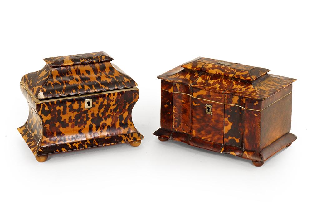 Two Tortoiseshell Veneer Tea Caddies. (1 of 20)
