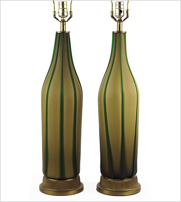 Pair of Murano Glass Bottle Form Lamps. (1 of 1)