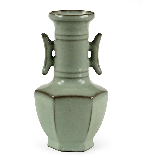 A Chinese Celadon Glazed Double Handled Vase. (1 of 1)