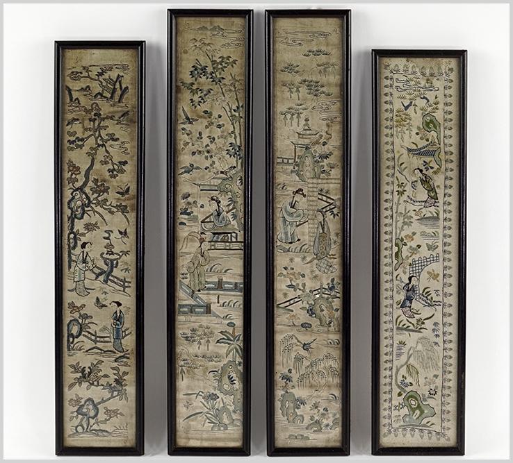 Four Chinese Embroidered Panels. (1 of 1)