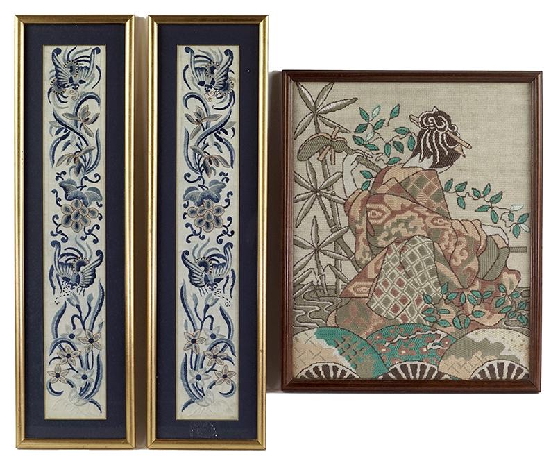 A Pair of Chinese Embroidered Panels. (1 of 1)