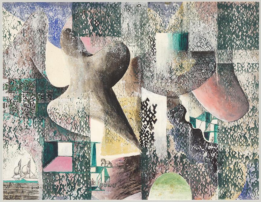 Eduard Buk Ulreich (Hungarian-American, 1889-1962): Eduard Buk Ulreich (Hungarian-American, 1889-1962) Title Unknown. Mixed media on paper, signed lower left 22" x 28.25" Frame: 25.25" x 31.5"