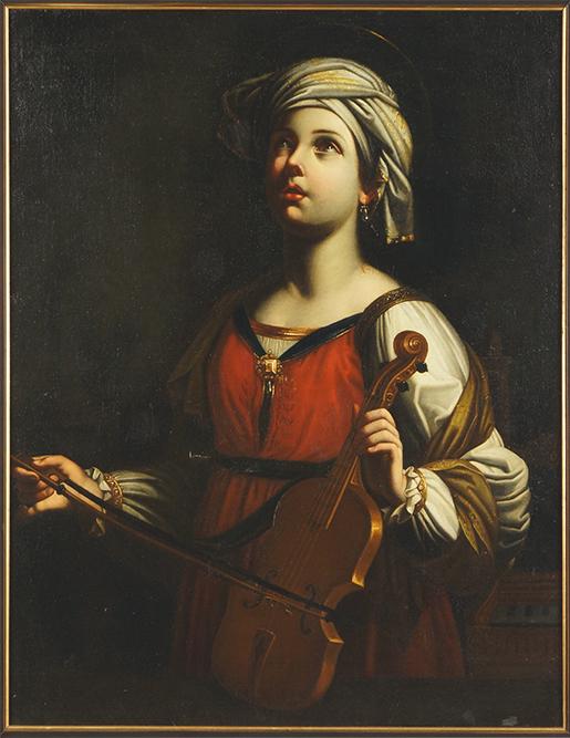 After Guido Reni (Italian, 1575-1642) St. Cecilia.: After Guido Reni (Italian, 1575-1642) St. Cecilia. Oil on canvas 38" x 29.25" Frame: 44.5" x 36"