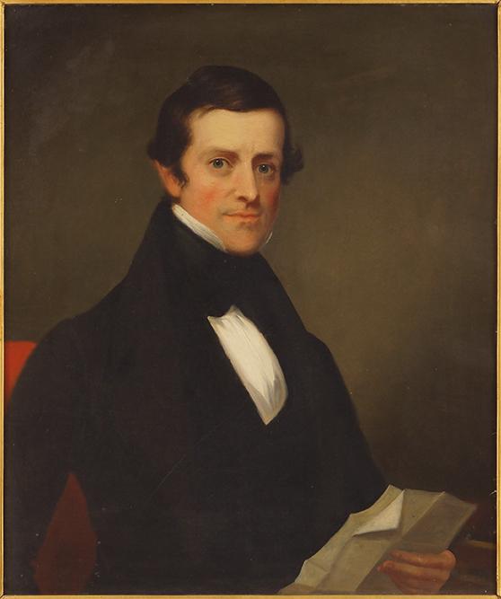 Artist Unknown (American, 19th Century) Portrait of: Artist Unknown (American, 19th Century) Portrait of Benjamin West Frazier. Oil on canvas, unsigned 30" x 25" Frame: 39" x 34"