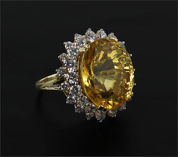 A Yellow Sapphire & Diamond Ring. (1 of 4)