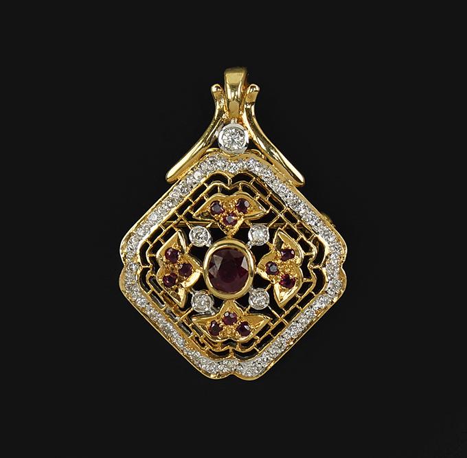 A Ruby & Diamond Brooch / Pendant / Enhancer. (1 of 1)