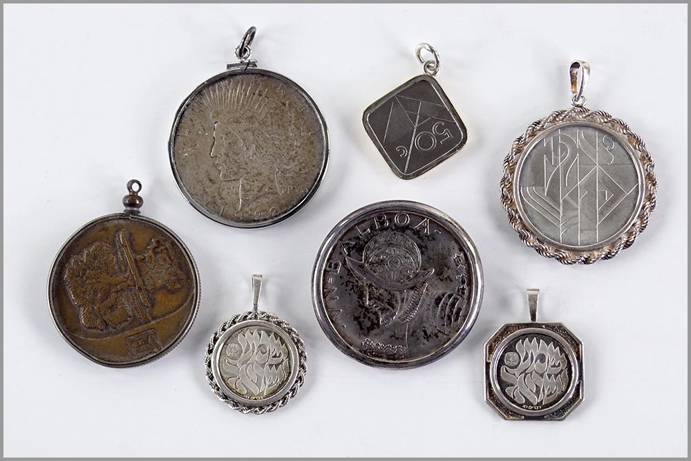 Three Sterling Silver Mounted Israeli Coin Pendants. (1 of 1)