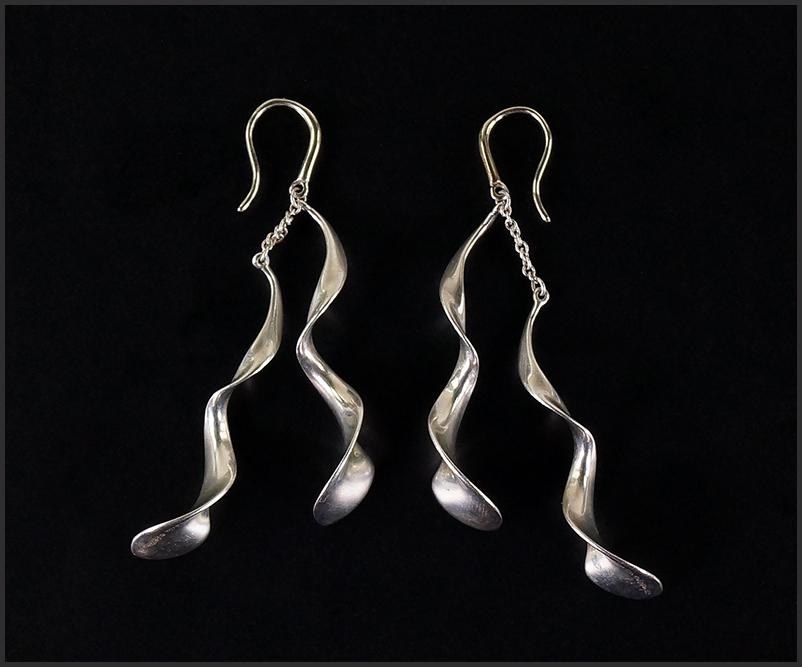A Pair of Frank Gehry for Tiffany & Company Sterling: A Pair of Frank Gehry for Tiffany & Company Sterling Silver Drop Earrings. Length: 2 1/2" Wt: 7.5 grams