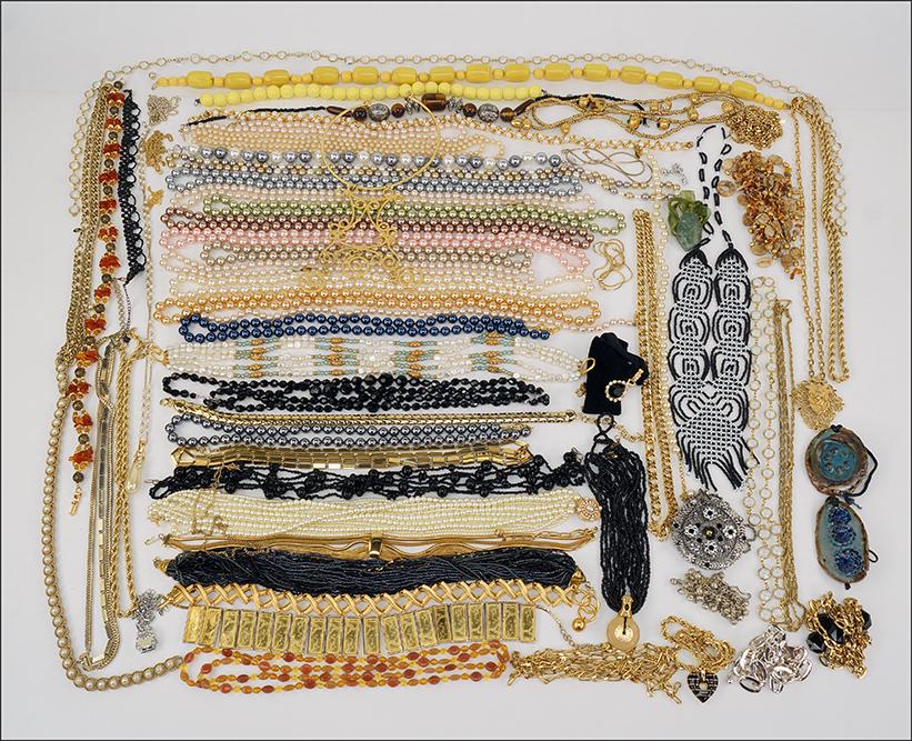 A Collection of Necklaces.: A Collection of Necklaces. Including signed pieces by Swarovski, Anne Klein, Joan Rivers, Mosell, Nolan Miller, Monet, Trifari and others