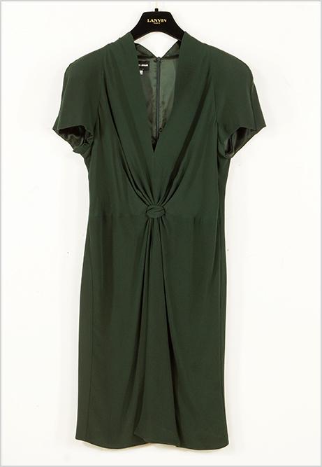 A Giorgio Armani Cocktail Dress.: A Giorgio Armani Cocktail Dress. Short sleeve green silk dress with black Armani label Size: 44