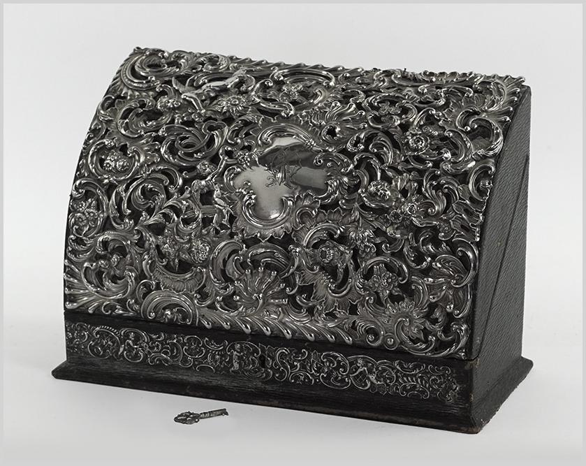 An English George IV Silver Overlay Letter Box. (1 of 3)