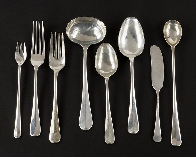 An English Silver Assembled Flatware Service. (1 of 2)