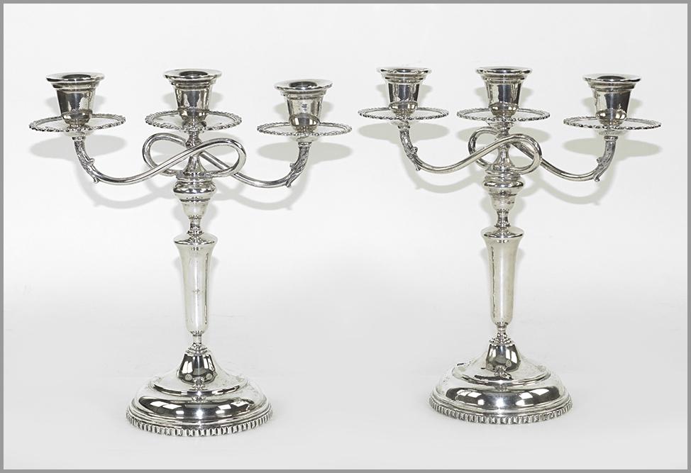 A Pair of Mexican Sanborns Sterling Silver Three-Light (1 of 2)