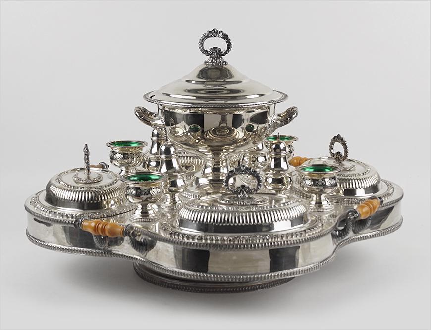A Silver Plated Lazy Susan Fitted Warming Serving Set. (1 of 2)