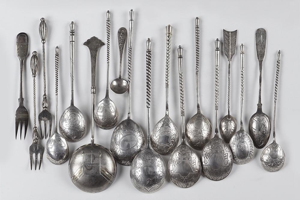 Two Pairs of Russian .84 Silver Spoons. (1 of 1)