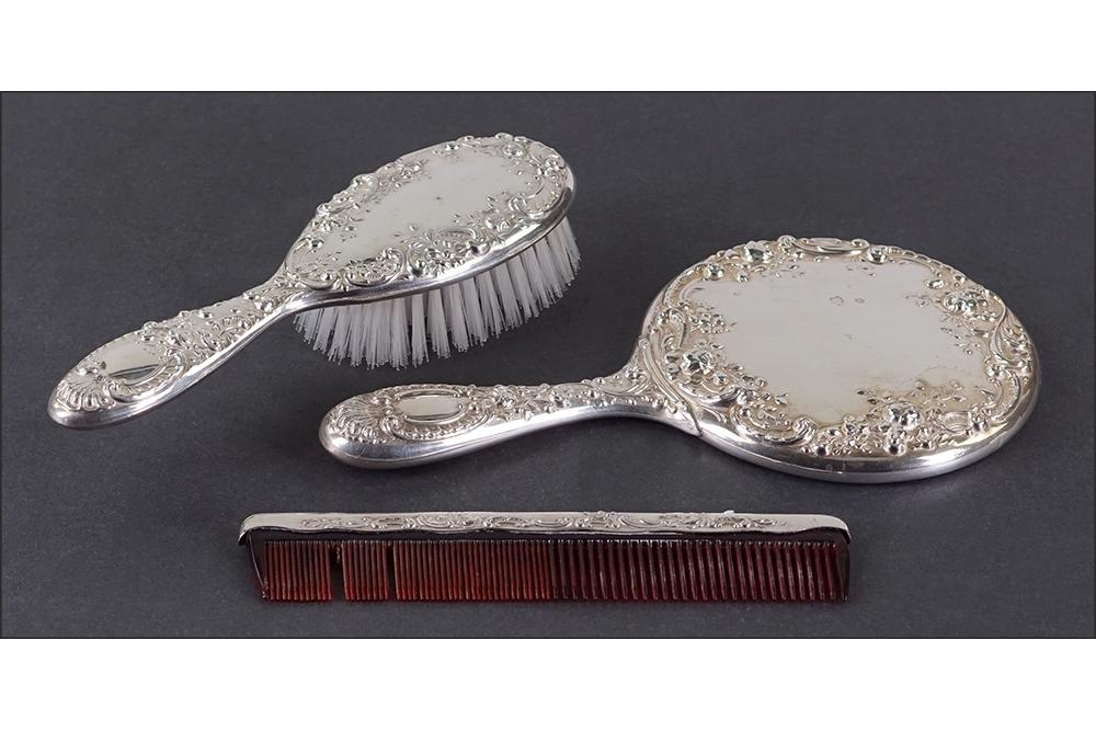 American Sterling Silver Three Piece Dresser Set. (1 of 1)