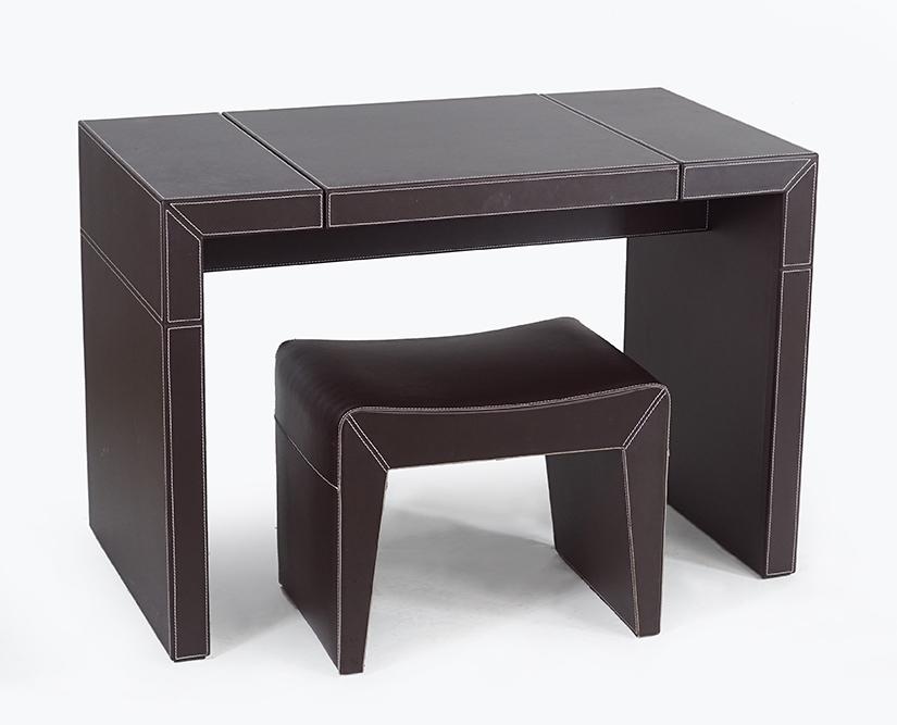 A Leather Clad Vanity Table and Stool. (1 of 2)